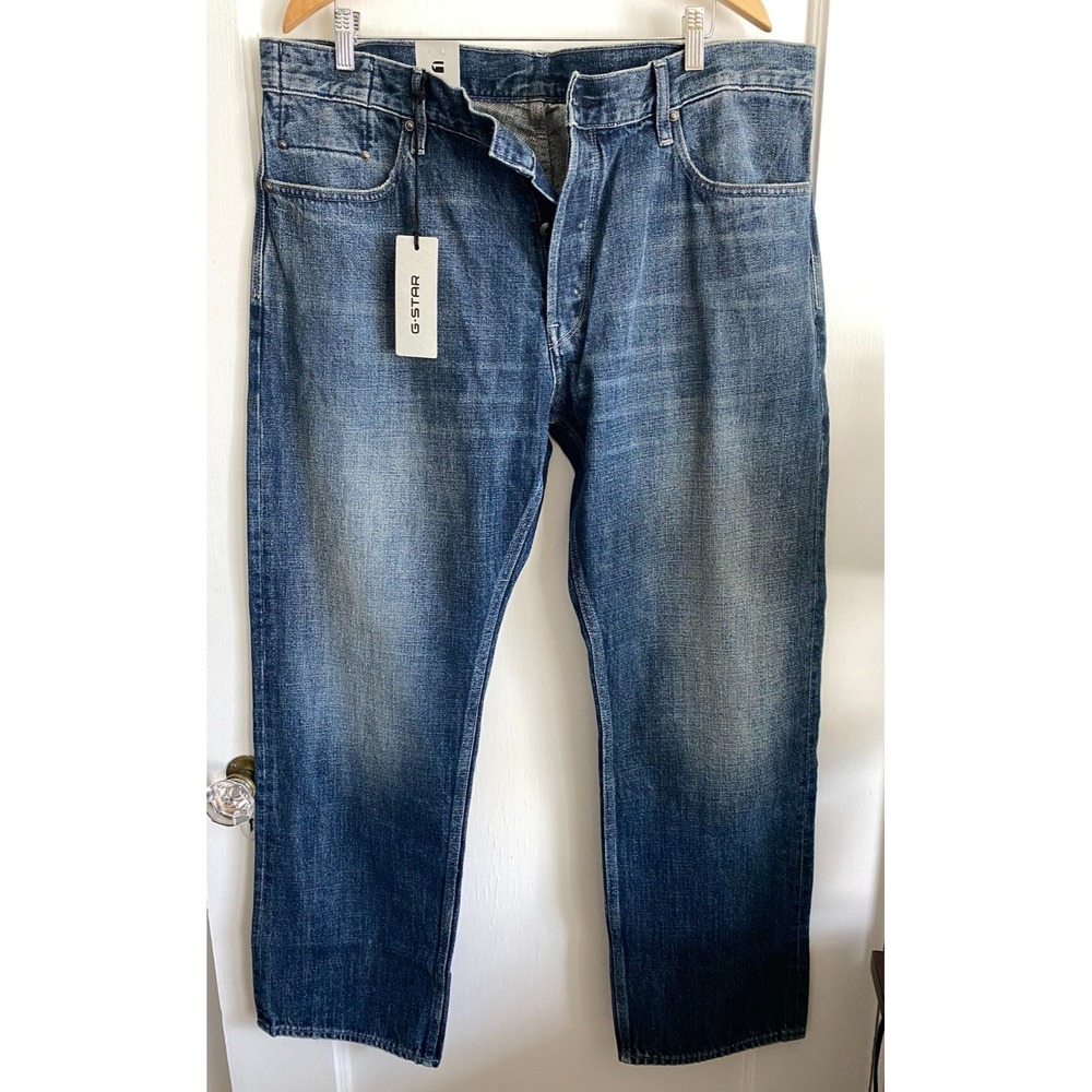 NWT G-Star RAW Dakota Regular Straight Jeans 38x32 Antique Faded Blue Heron Men